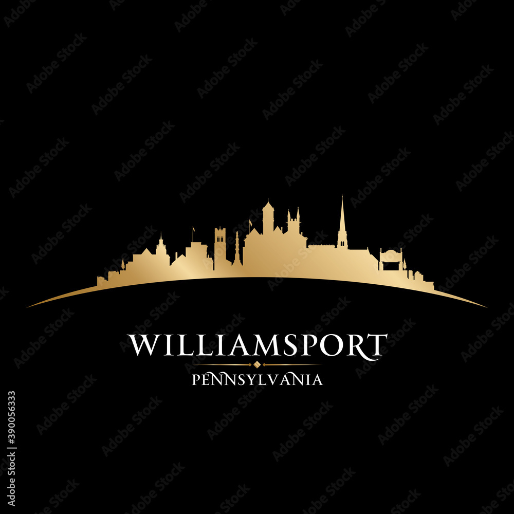 Williamsport Pennsylvania city silhouette black background