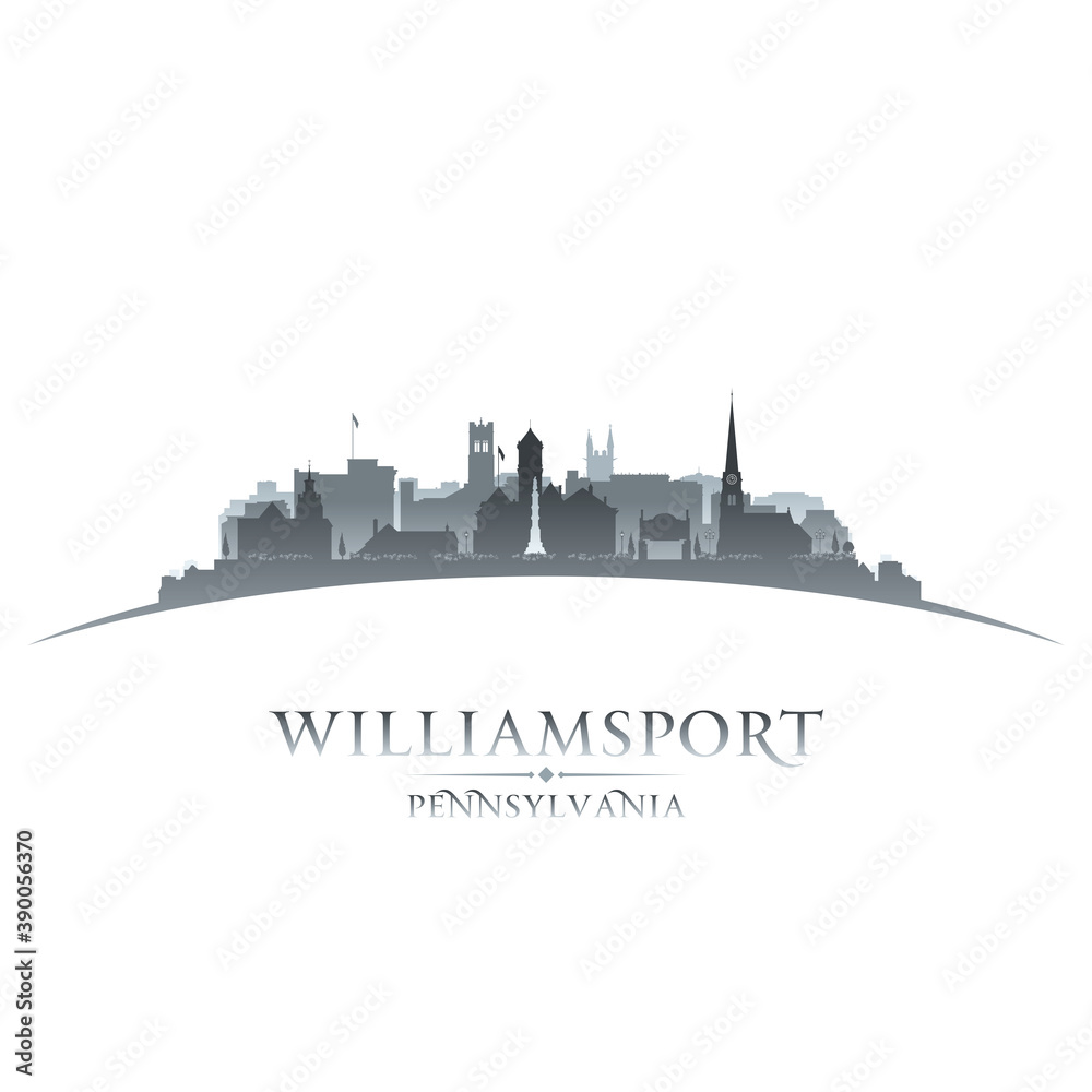Naklejka premium Williamsport Pennsylvania city silhouette white background