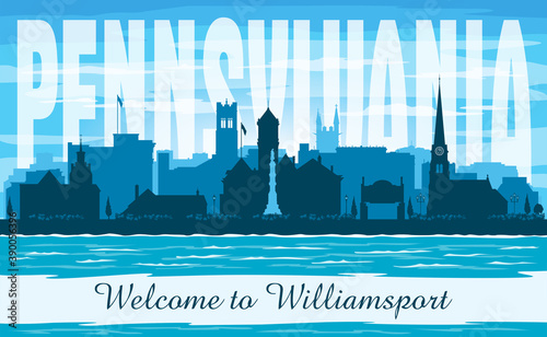 Williamsport Pennsylvania city skyline vector silhouette