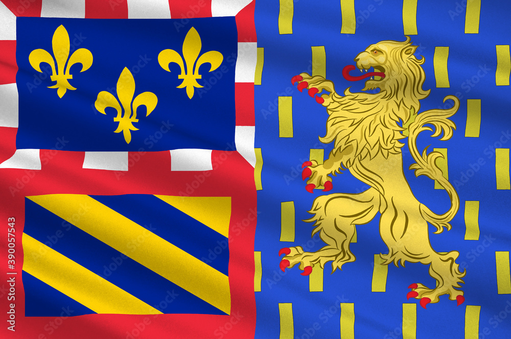 Flag of Bourgogne-Franche-Comte is a Region of France - obrazy, fototapety, plakaty 