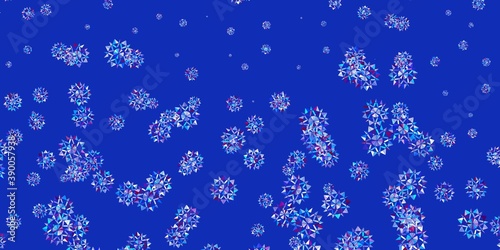 Light pink, blue vector layout with beautiful snowflakes.