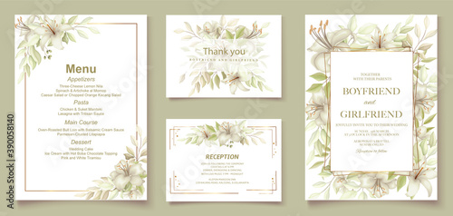 Elegant floral wedding invitation card template