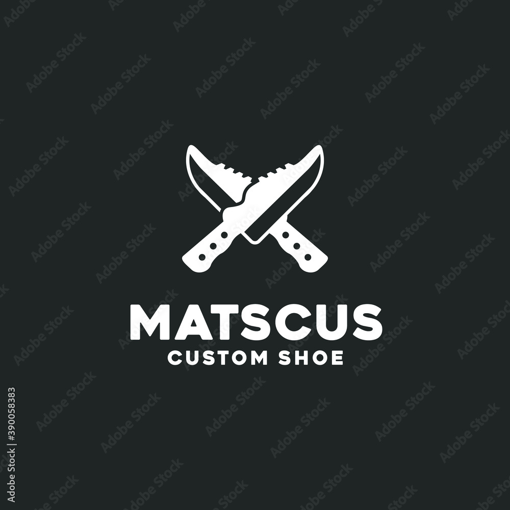 Knife And Shoe Combined For Logo Design Vector