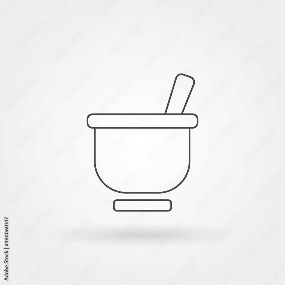 mortar crush medicine single isolated icon with modern line or outline style vector mortar crush medicine single isolated icon with modern line or outline style vector
