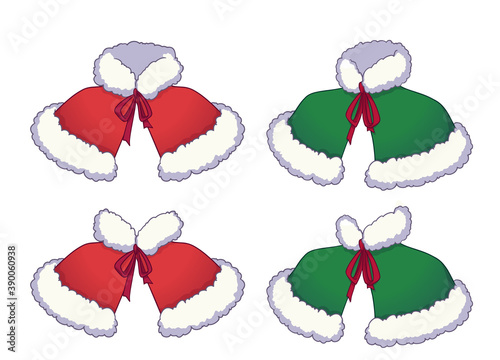 Christmas red and green capes. Santa Claus costume.