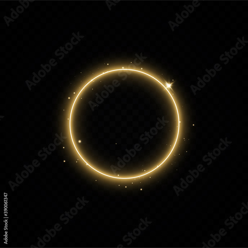 Golden ring.Vector luxury sparkling frame.Christmas decoration.