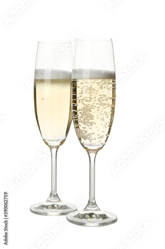 Glasses of champagne isolated on white background