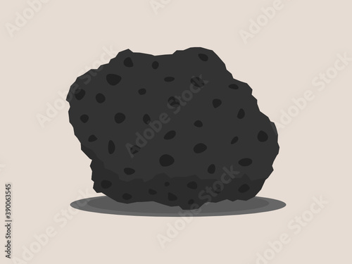 Basalt hand specimen illustration. Mafic extrusive igneous rock