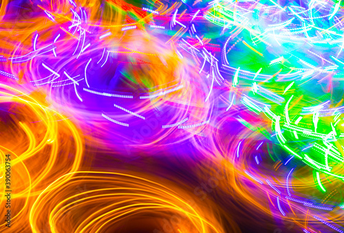 Freeze light photo. Abstract futuristic, neon pattern background in wave shape.