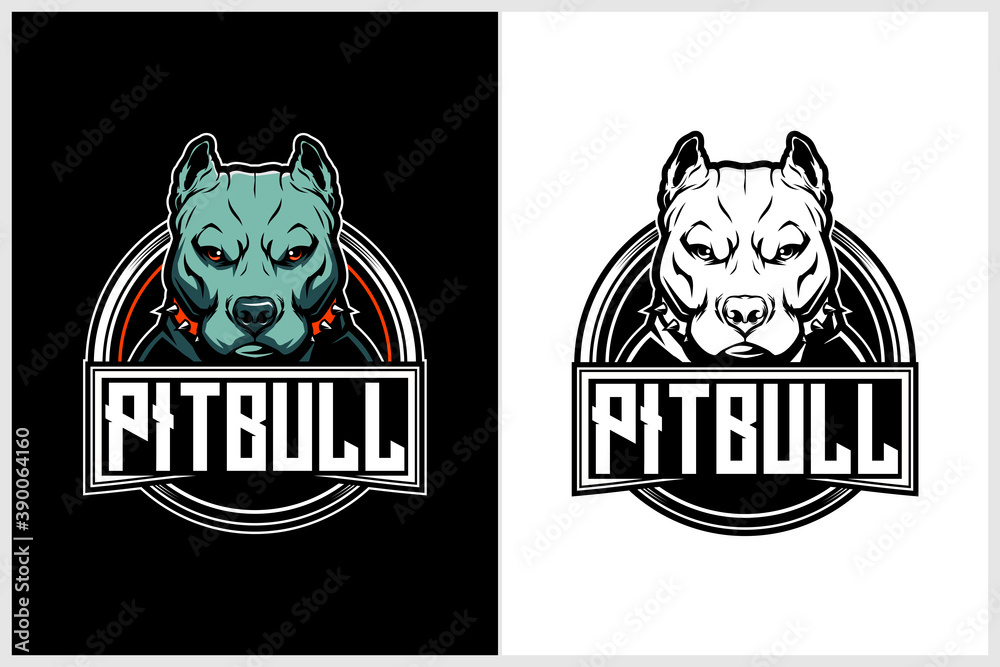 Angry Pitbull Dog Cartoon Character vector logo badge template Stock Vector | Adobe Stock Angry Pitbull Dog Cartoon Character vector logo badge template Stock Vector | Adobe Stock