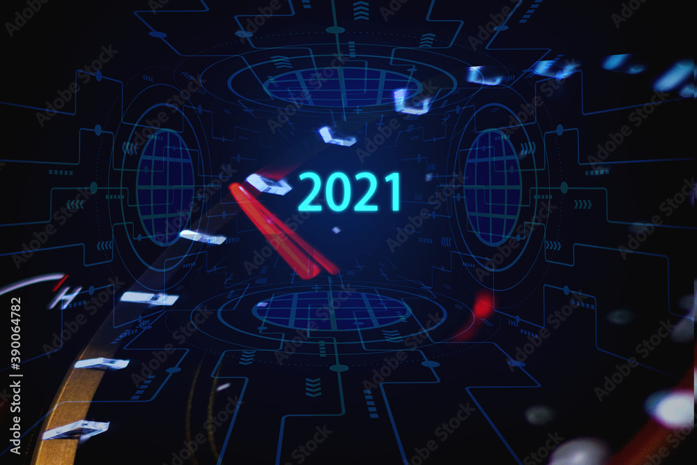 2021, New Year Countdown Concept Car speedometer, Year 2021