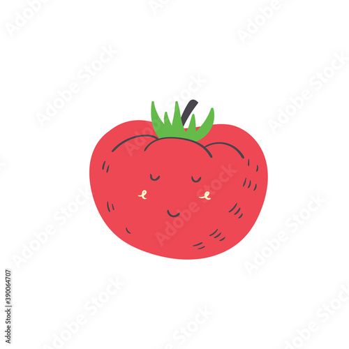 Cute tomato vegetable. Vector isolated in hand drawn vegetable