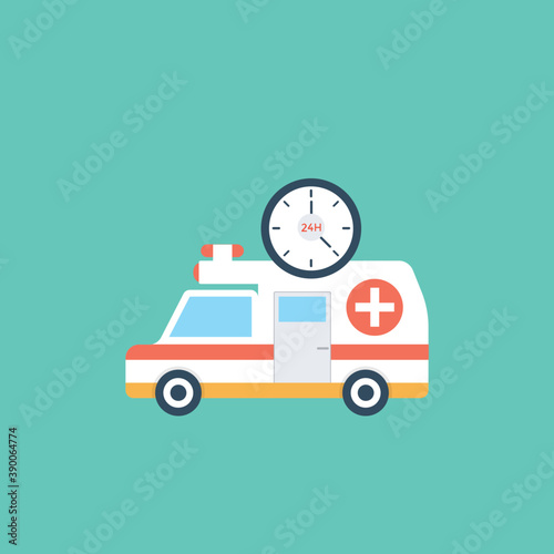 
24 hours ambulance service concept icon 
