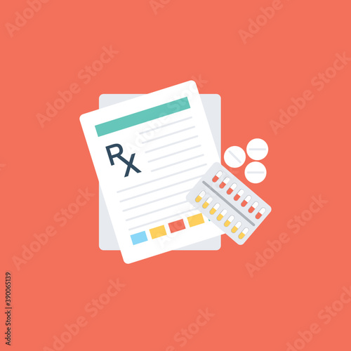 
A clipboard with document and magnifier showing medical record
