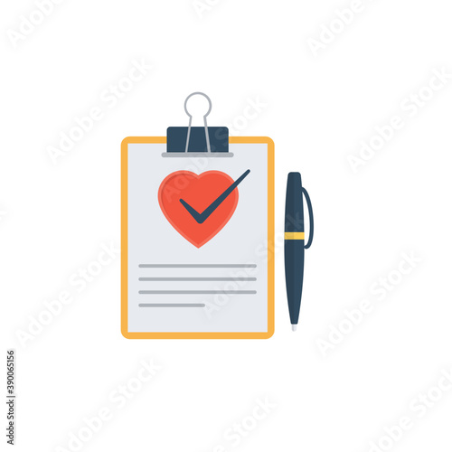 
A clipboard with document and magnifier showing medical record
