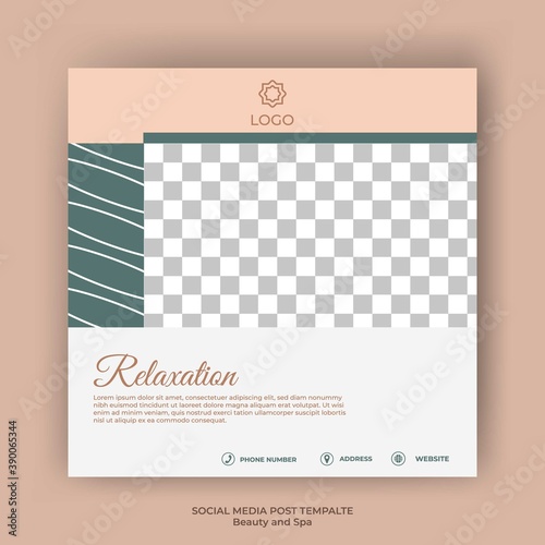 Editable square banners template. Social media post template for spa and massage with photo collage. Usable for social media post , banners and web internet ads