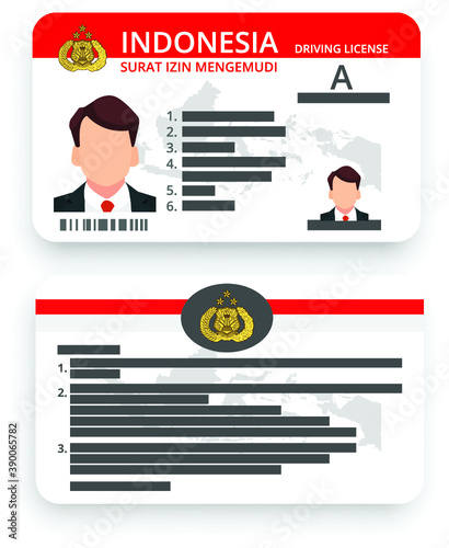 Indonesian driving license from the Indonesian police. vector SIM illustration