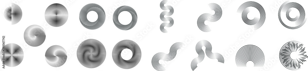 Lines in Circle Form . Spiral Vector Illustration .Technology round. Wave Logo . Design element . Abstract Geometric shape . Lines in Circle Form . Spiral Vector Illustration .Technology round. Wave Logo . Design element . Abstract Geometric shape .