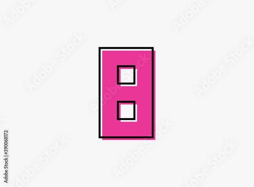 8 font number made of black frame outline shadow of font pink color. Vector illustration for logo, design element, poster etc.