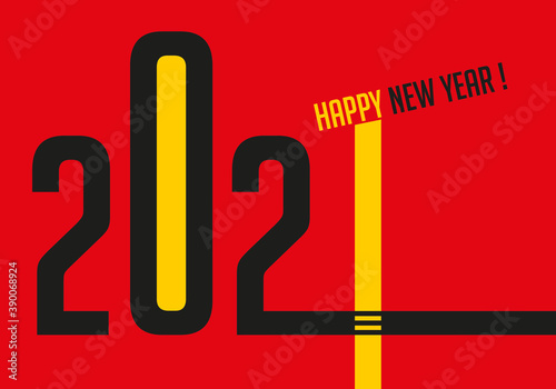 Carte de vœux 2021 pour souhaiter une bonne année avec un graphisme original qui symbolise l’esprit de la création et de conception.