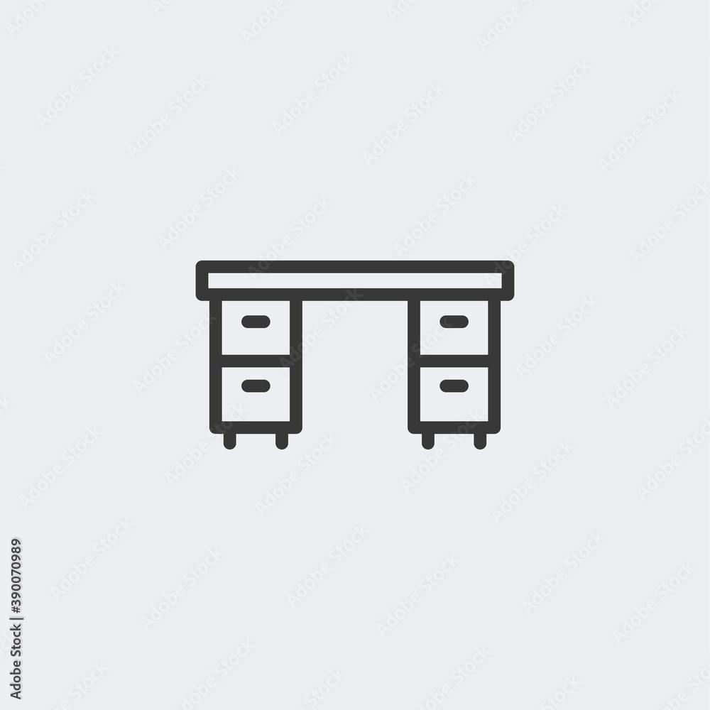 Desk icon isolated on background. Furniture symbol modern, simple, vector, icon for website design, mobile app, ui. Vector Illustration Desk icon isolated on background. Furniture symbol modern, simple, vector, icon for website design, mobile app, ui. Vector Illustration
