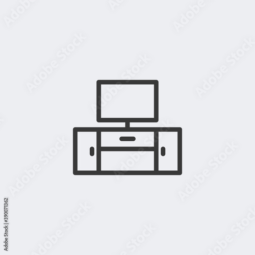 TV Cabinet icon isolated on background. Furniture symbol modern, simple, vector, icon for website design, mobile app, ui. Vector Illustration