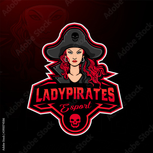 Lady pirates mascot gaming logo design