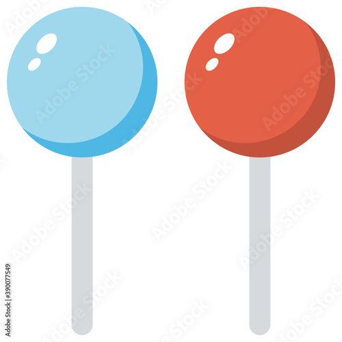 
A lollipop, sugar hard candy mounted on a stick 
