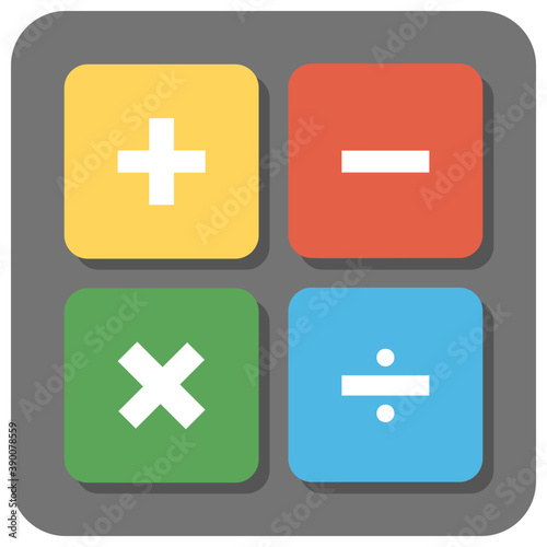  A digital calculating machine, calculator flat vector icon 