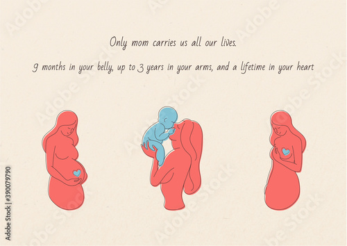 Creative sketch of a mom with her child for Happy Mother's Day celebration