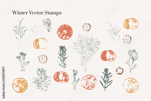 Christmas abstract vector drawing. Mid century modern boho style