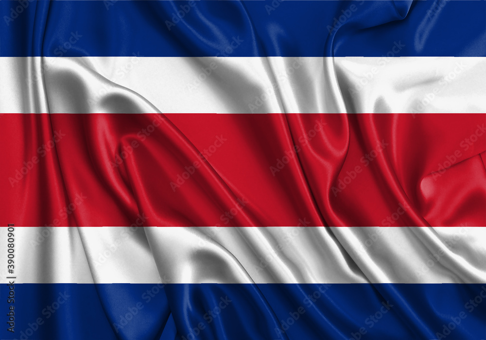 Naklejka premium Costa Rica , national flag on fabric texture. International relationship.