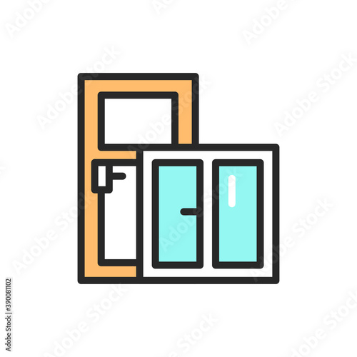 Choice doors, windows color line icon. Pictogram for web page
