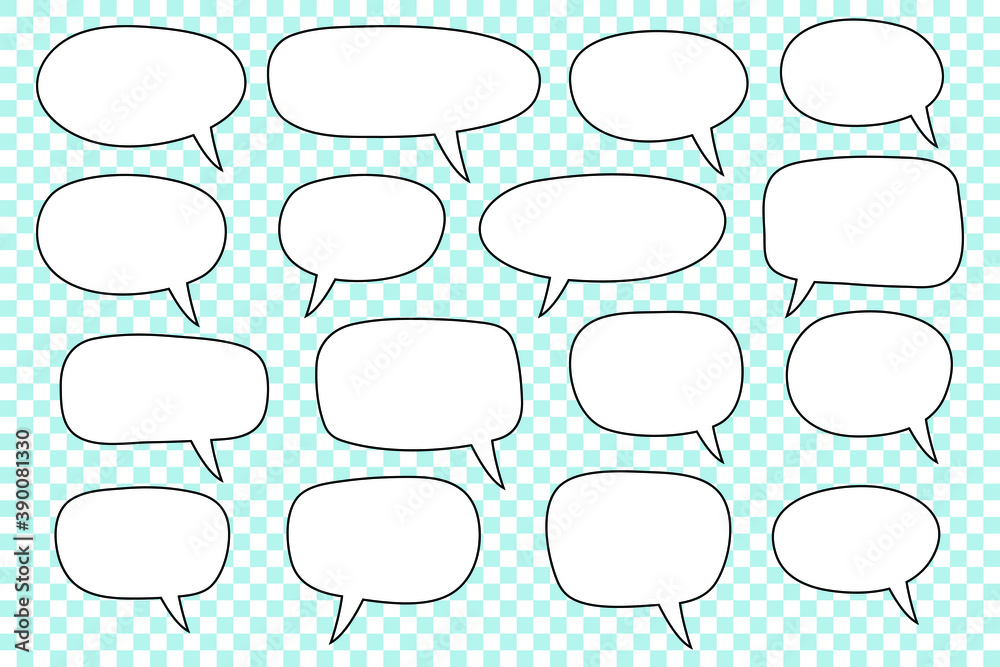 Set of speech bubbles. Blank empty vector white speech bubbles. Cartoon balloon word design.