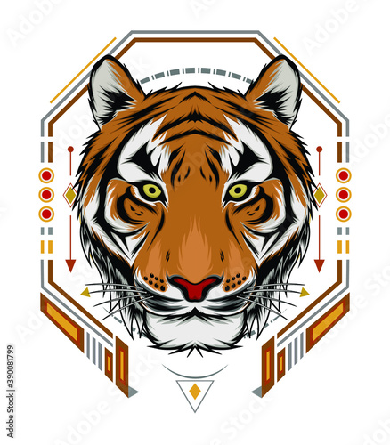 Fototapeta Naklejka Na Ścianę i Meble -  Vector tiger  Illustration. design template vector for logo, clothing, apparel.