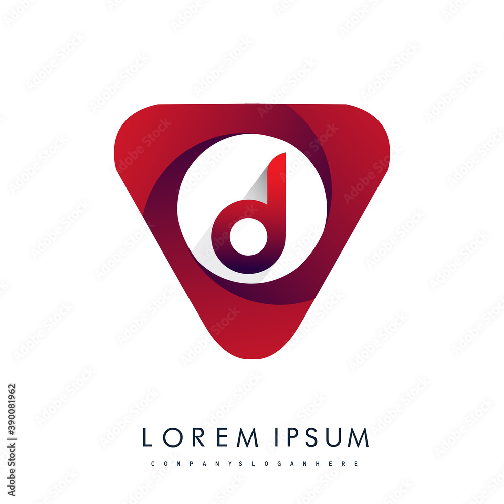 logo letter D red colored in the triangle shape, Vector design template elements for your Business or company identity. logo letter D red colored in the triangle shape, Vector design template elements for your Business or company identity.