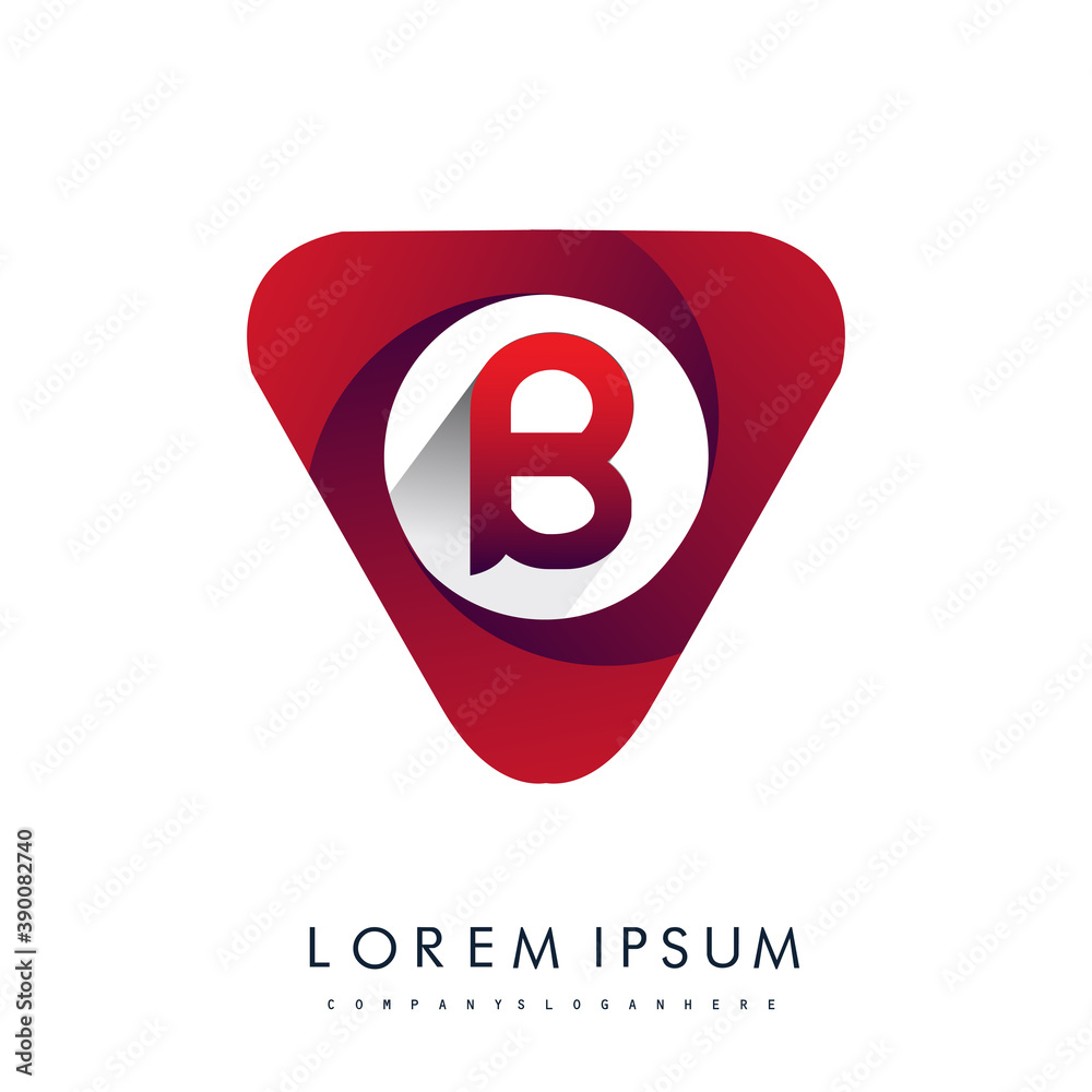 logo letter B red colored in the triangle shape, Vector design template elements for your Business or company identity.
