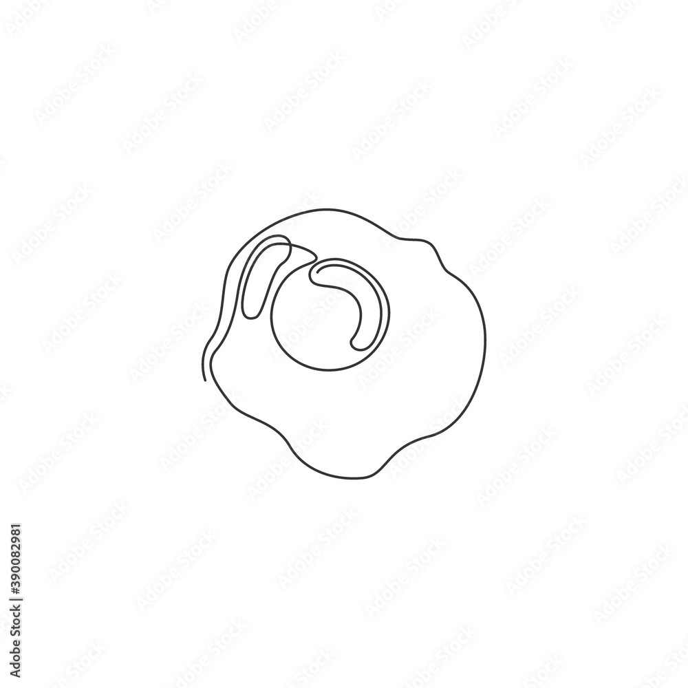One Single Line Drawing Of Fresh Sunny Side Up Egg Logo Graphic Vector one-single-line-drawing-of-fresh-sunny-side-up-egg-logo-graphic-vector
