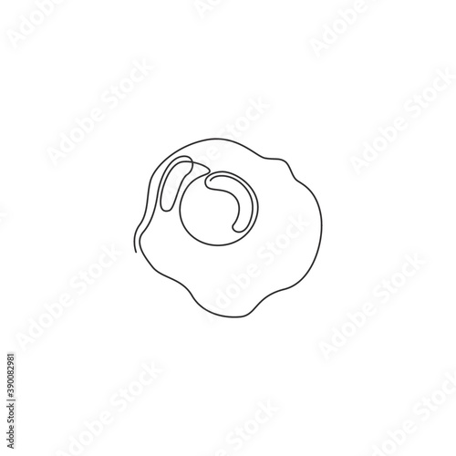 One single line drawing of fresh sunny side up egg logo graphic vector illustration. Breakfast food cafe shop menu and restaurant badge concept. Modern continuous line draw design street food logotype