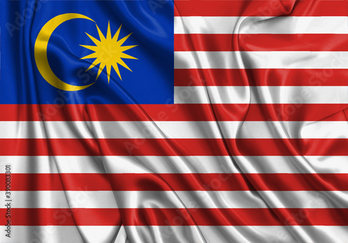Malaysia , national flag on fabric texture. International relationship. photo