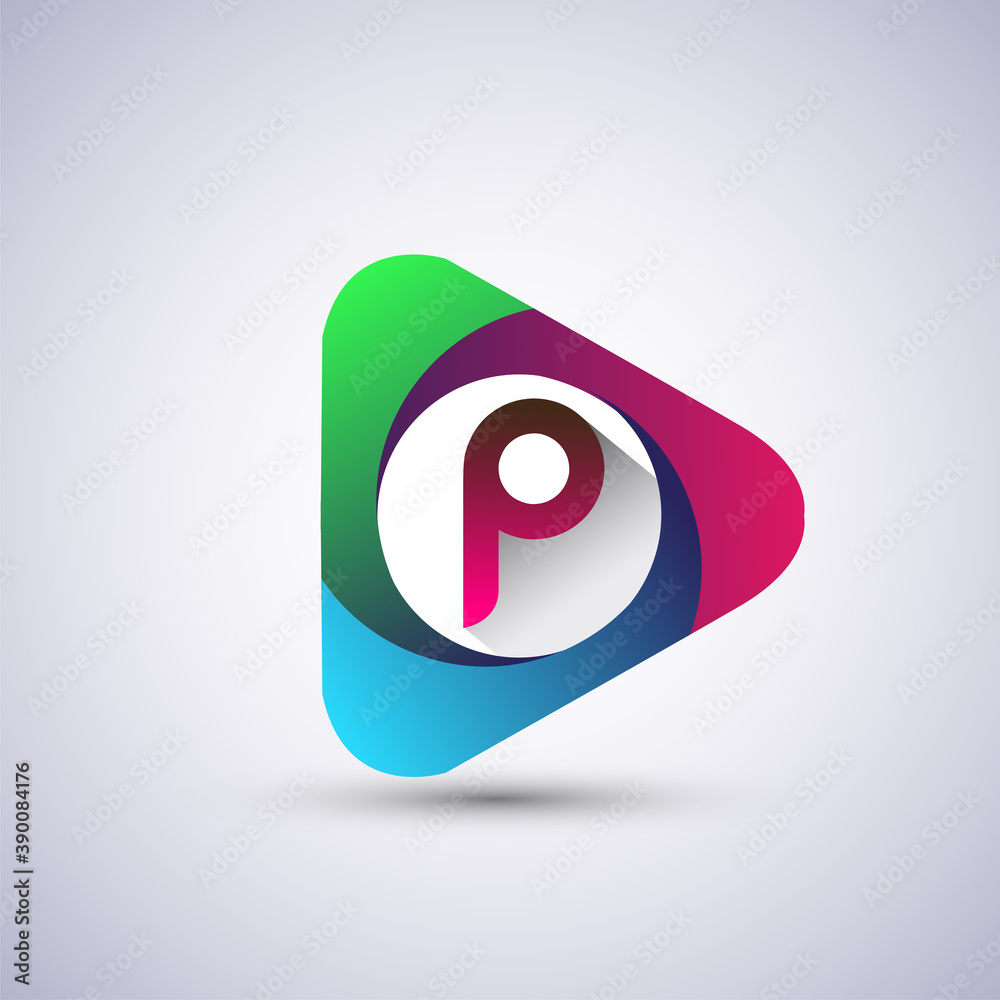 P letter colorful logo in the triangle shape, Vector design template elements for your Business or company identity.