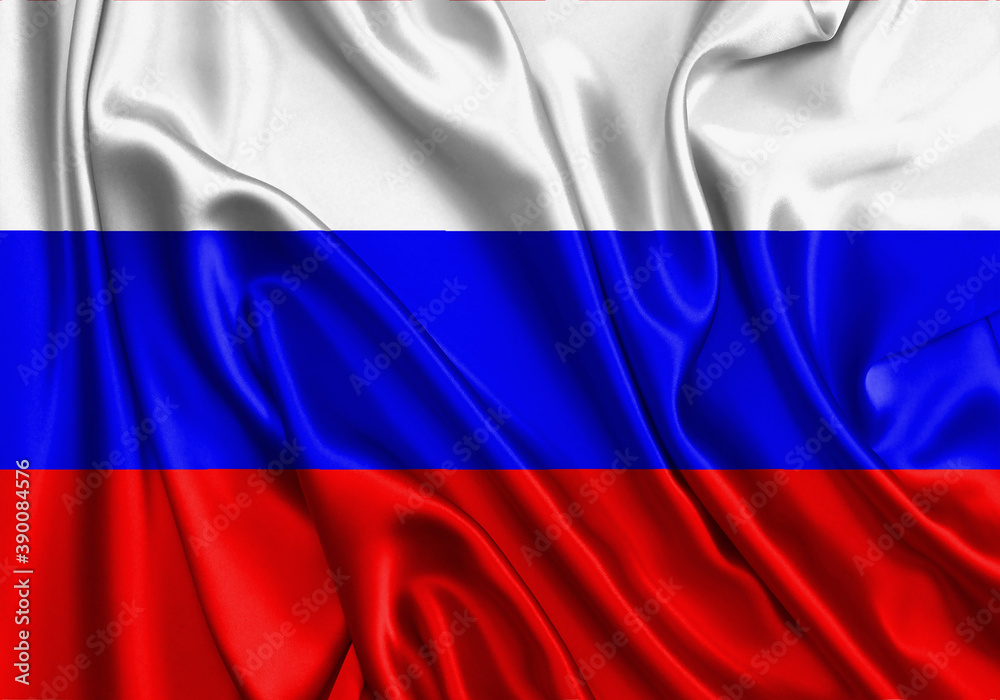 Fototapeta premium Russia , national flag on fabric texture. International relationship.