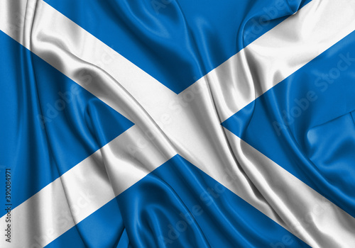 Scotland , national flag on fabric texture. International relationship.