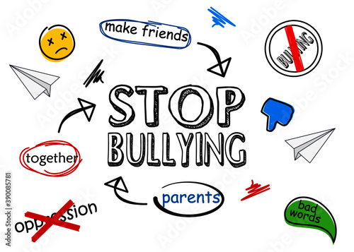 stop bullying doodle background