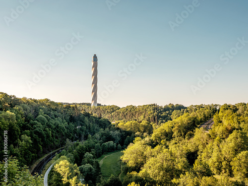 Der thyssenkrupp-Testturm in Rottweil, Baden-Württemberg