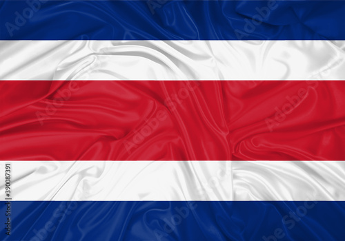 Costa Rica national flag texture. Background for international concept. Simple waving flag.
