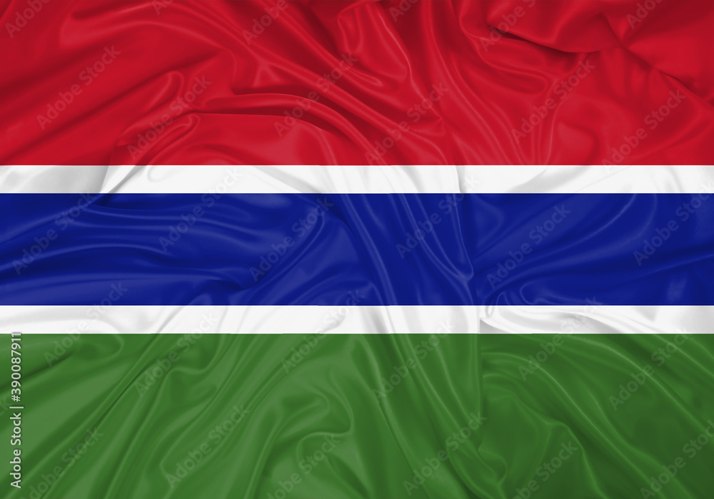 Gambia national flag texture. Background for international concept. Simple waving flag. Gambia national flag texture. Background for international concept. Simple waving flag.