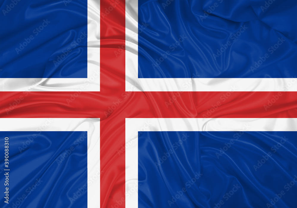 Fototapeta premium Iceland national flag texture. Background for international concept. Simple waving flag.