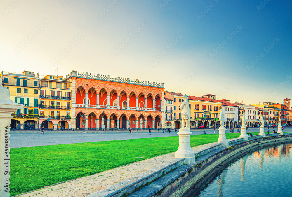 Padua cityscape with Palazzo Loggia Amulea palace