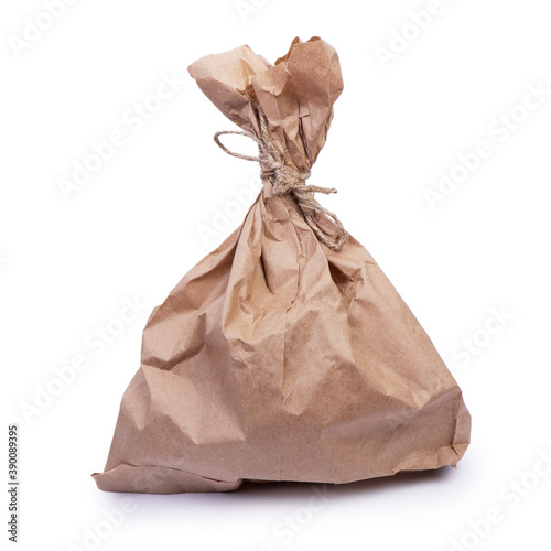 Paper bag with rope and folds